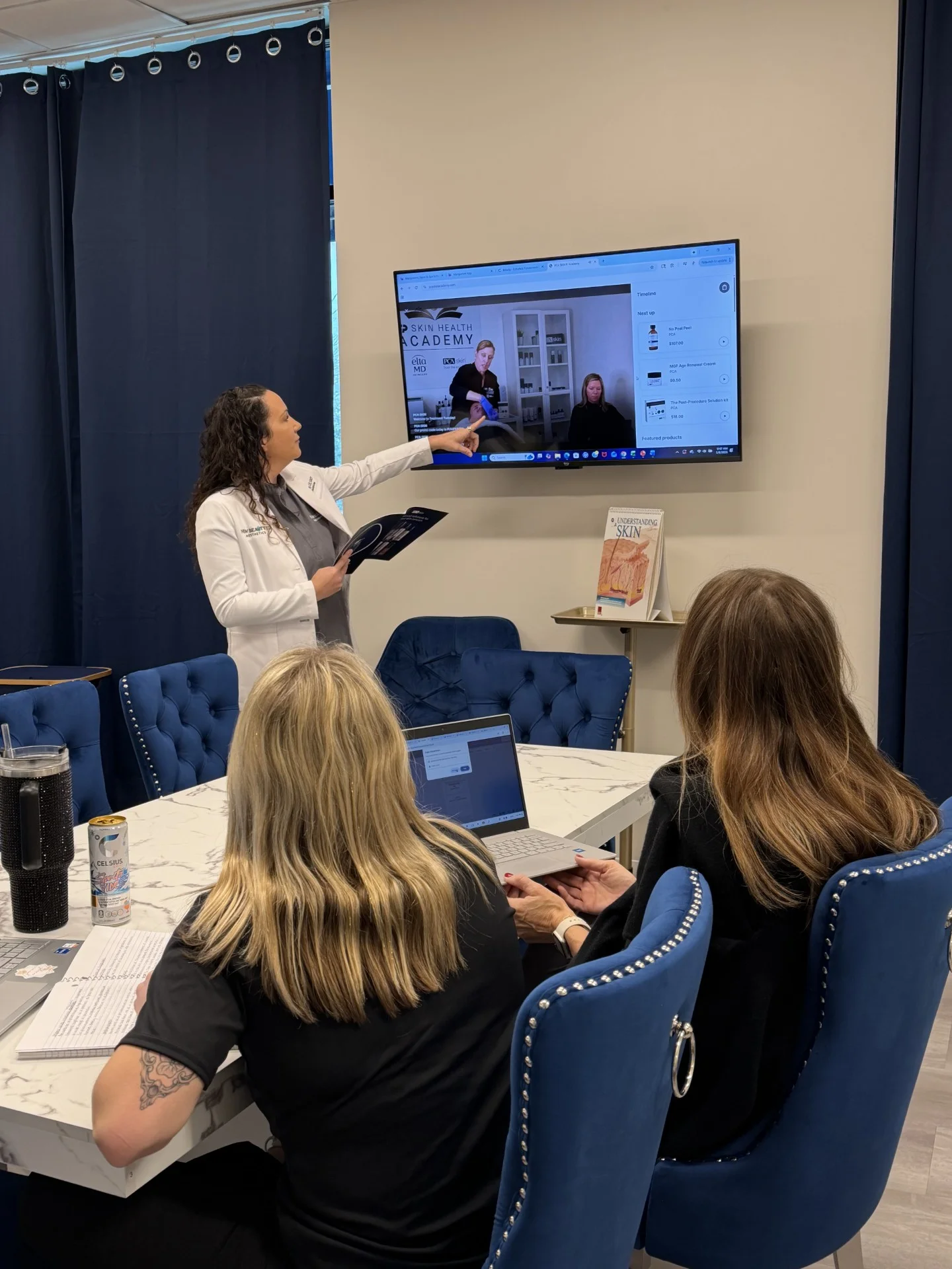 Classroom instruction at New Beauty Company Aesthetics Academy