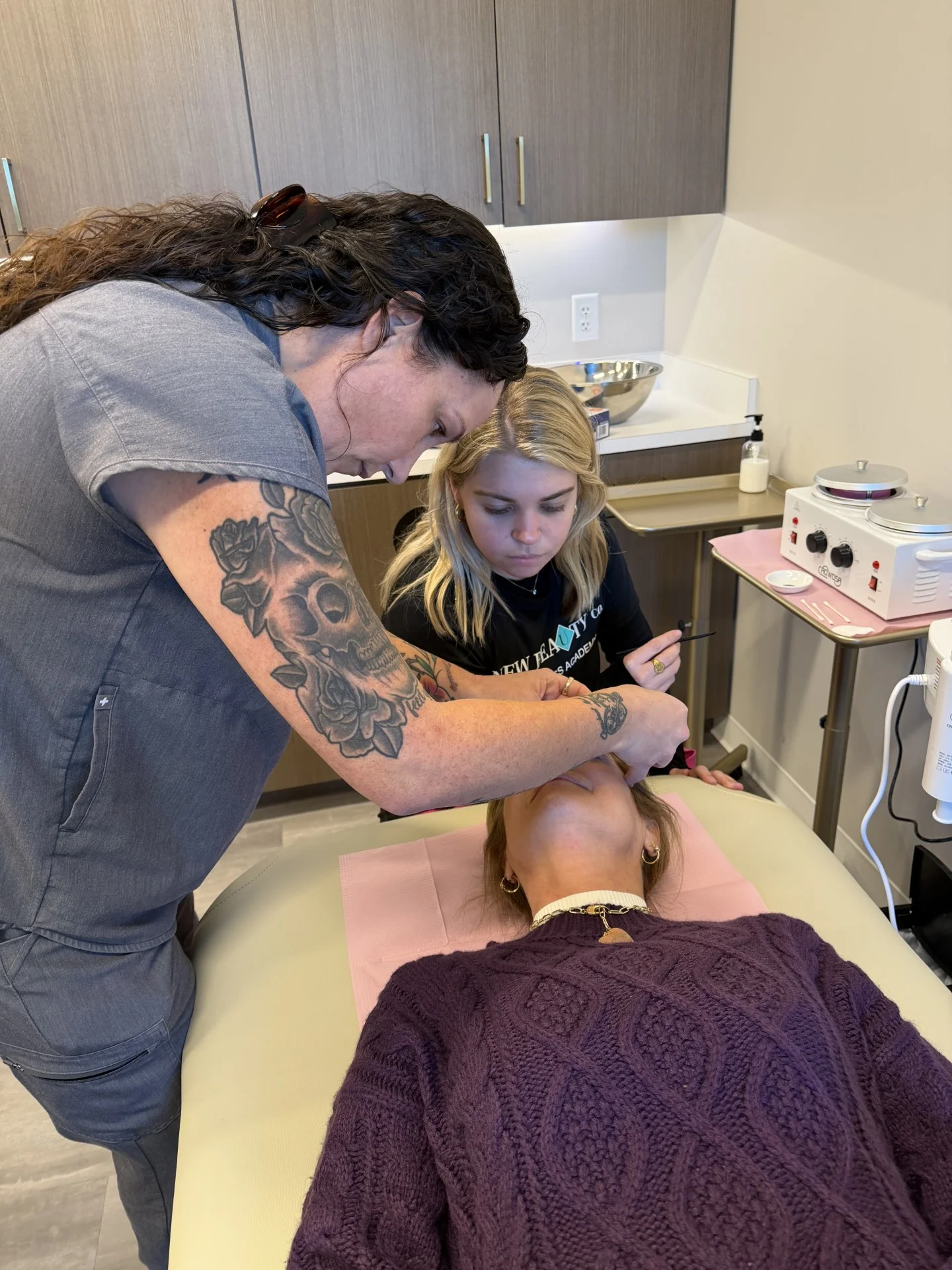Instructor supervising student during training